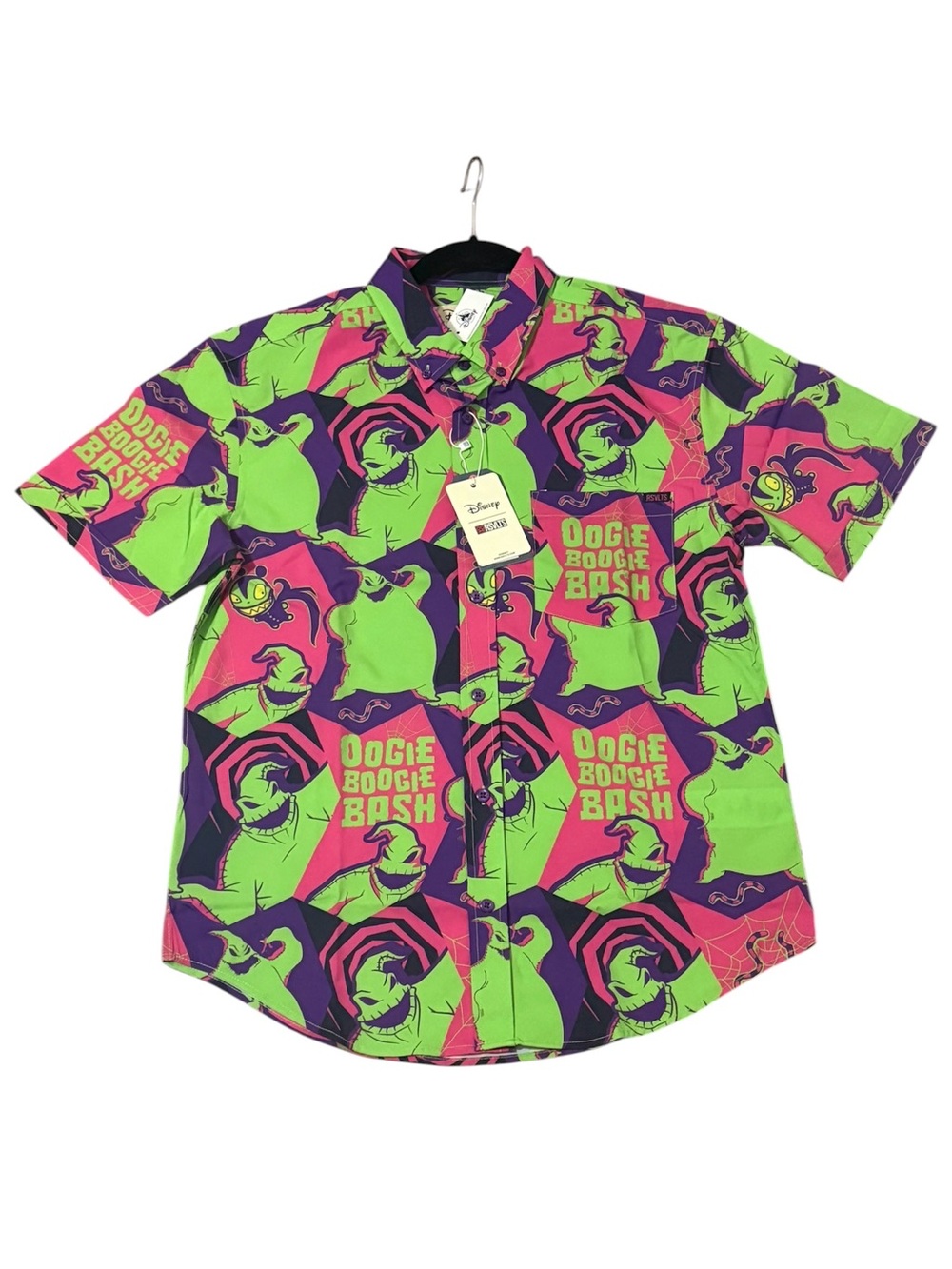 RSVLTS Oogie Boogie Neon Green Purple Pink Button-Down Shirt